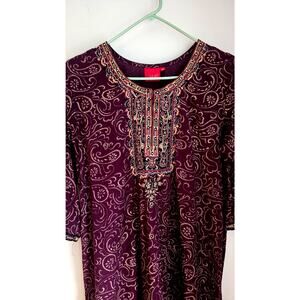 Juliet India Dress Kurta Kaftan Embroidered Purple Bollywood Traditional